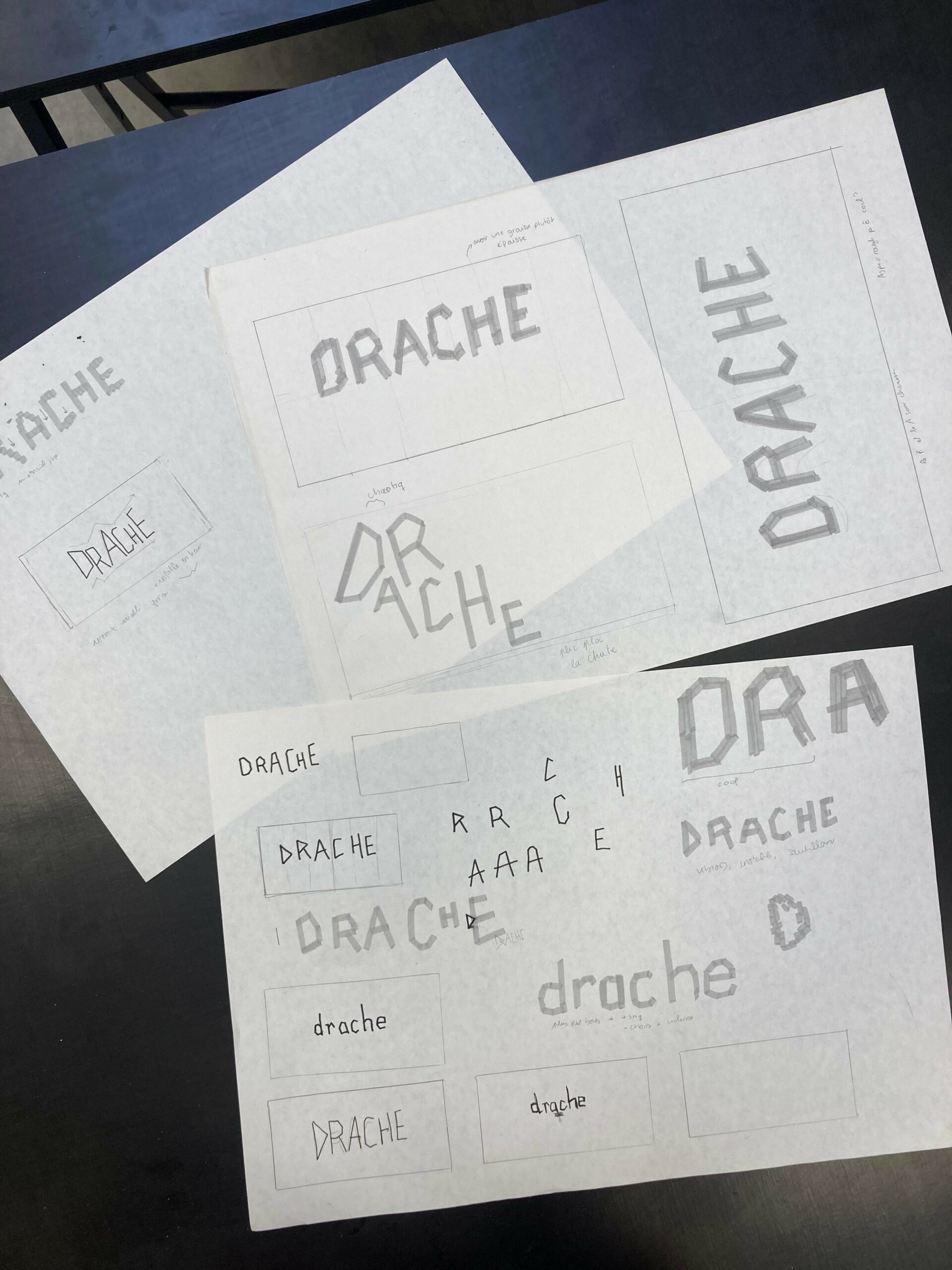 test pinceau et typographie sur feuille